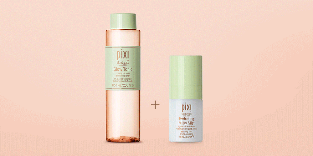 Full Size products next to Petite size products on an orange background