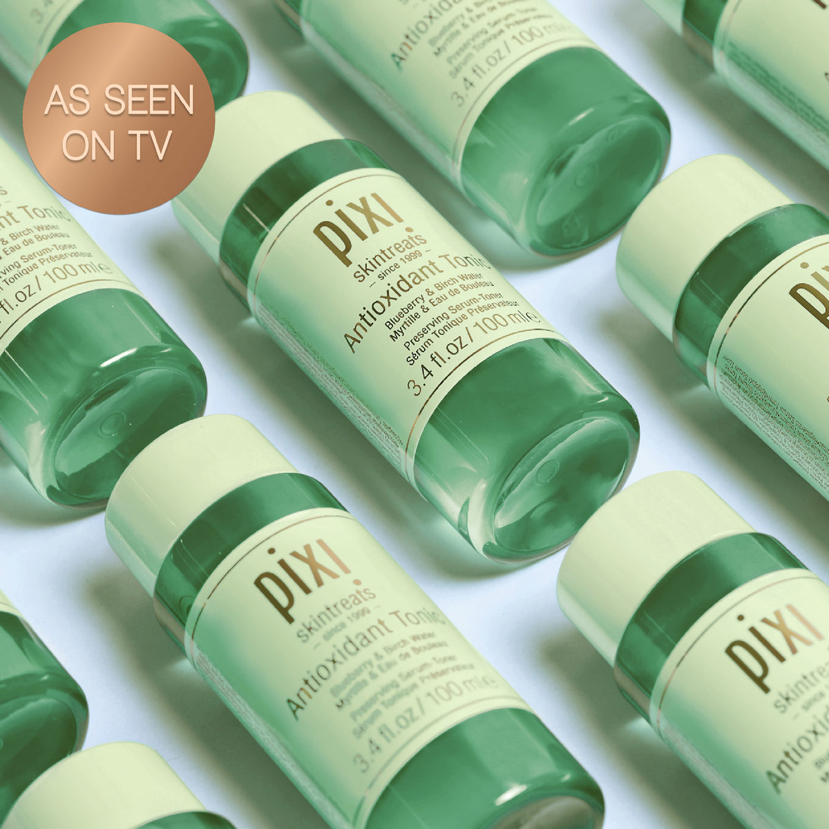 As Seen On TV: Multiple bottles Antioxidant Tonic shown on a green background
