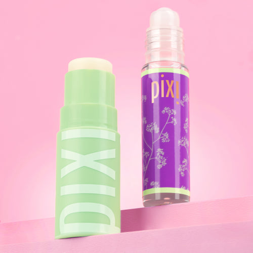Petra's Overnight Reset featuring Glow-y Lip Oil and +Hydra LipTreat on a pink background - View 1 view 2